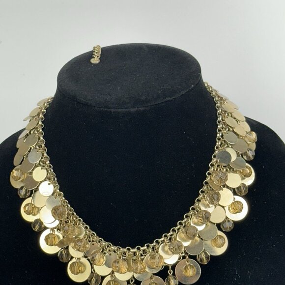 Charming Charlie Statement Necklace Bib Goldtone - Picture 12 of 16